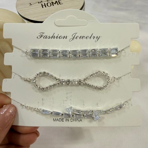 Alternative view of carton x 3 pulseras plateadas zircones mod 3