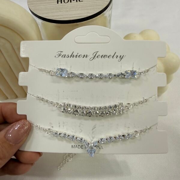 Alternative view of carton x 3 pulseras plateadas zircones mod 8