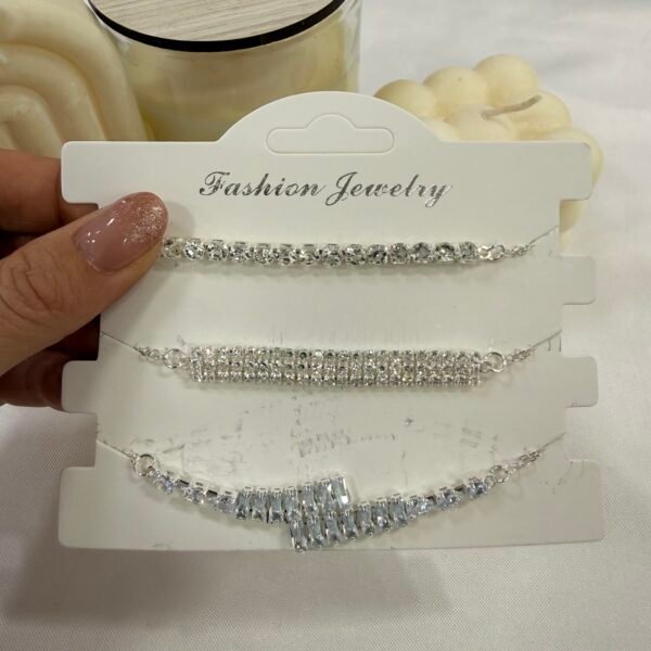 Alternative view of carton x 3 pulseras plateadas zircones mod 9