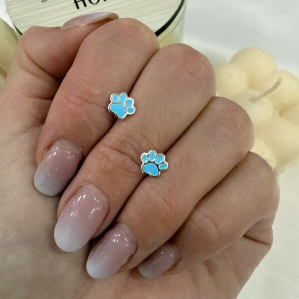 aros esmaltados mod huellita celeste