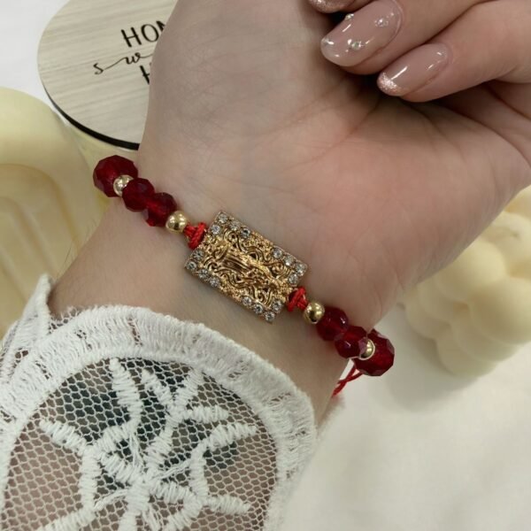 pulsera Van medalla milagrosa 2 ajustables con bolitas facetadas