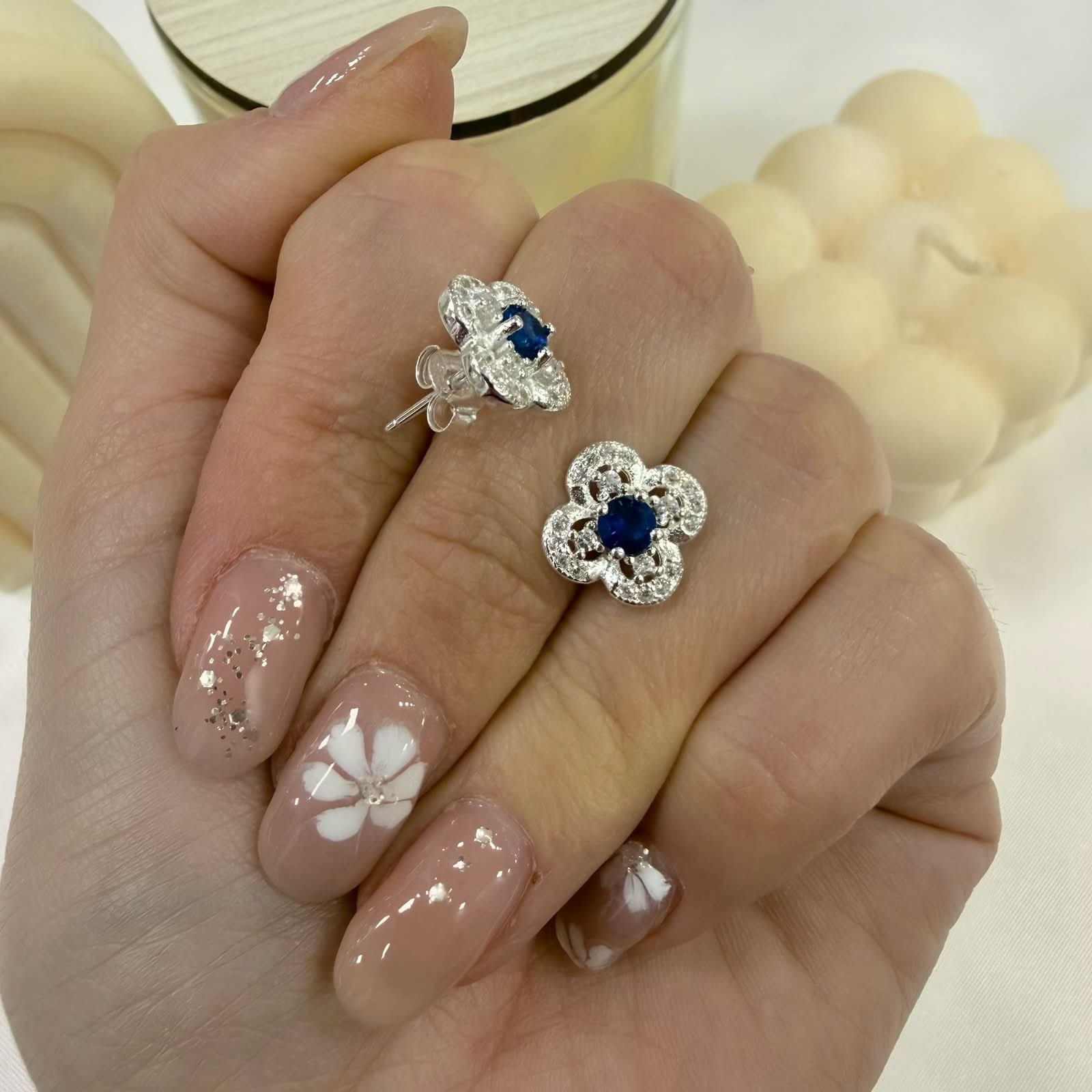 Aros pasantes cubic circon azul mod 1