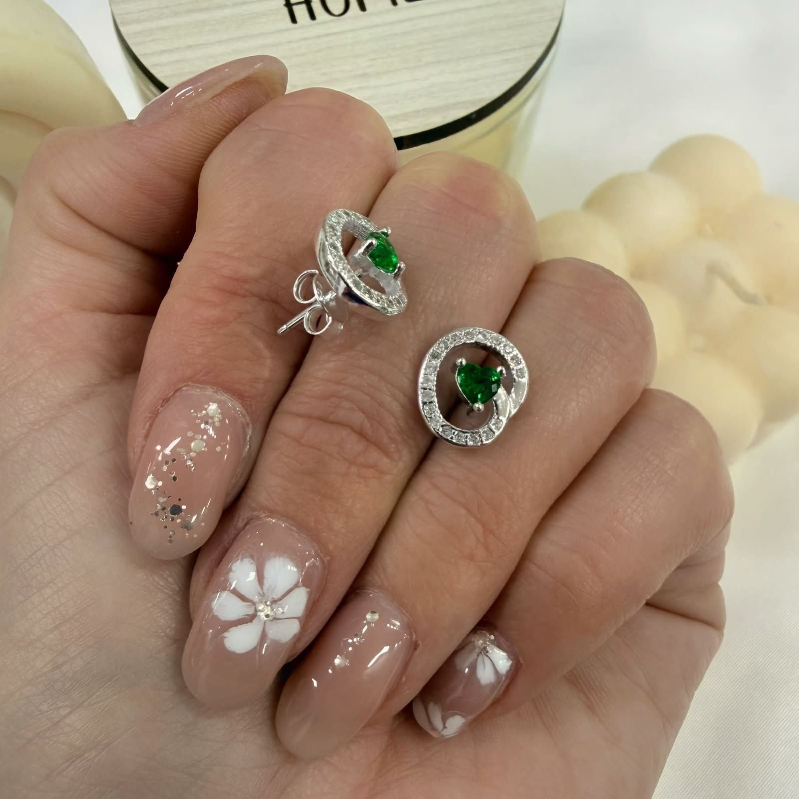Aros pasantes cubic esmeralda 9