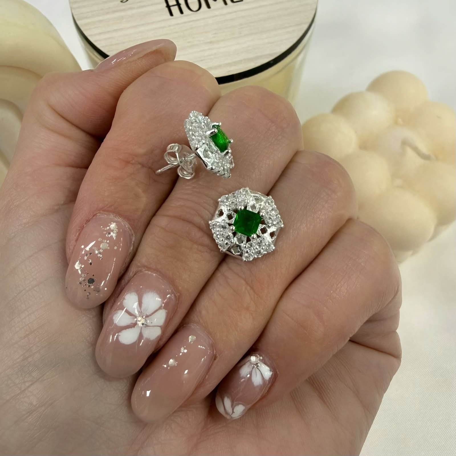 Aros pasantes cubic esmeralda 12
