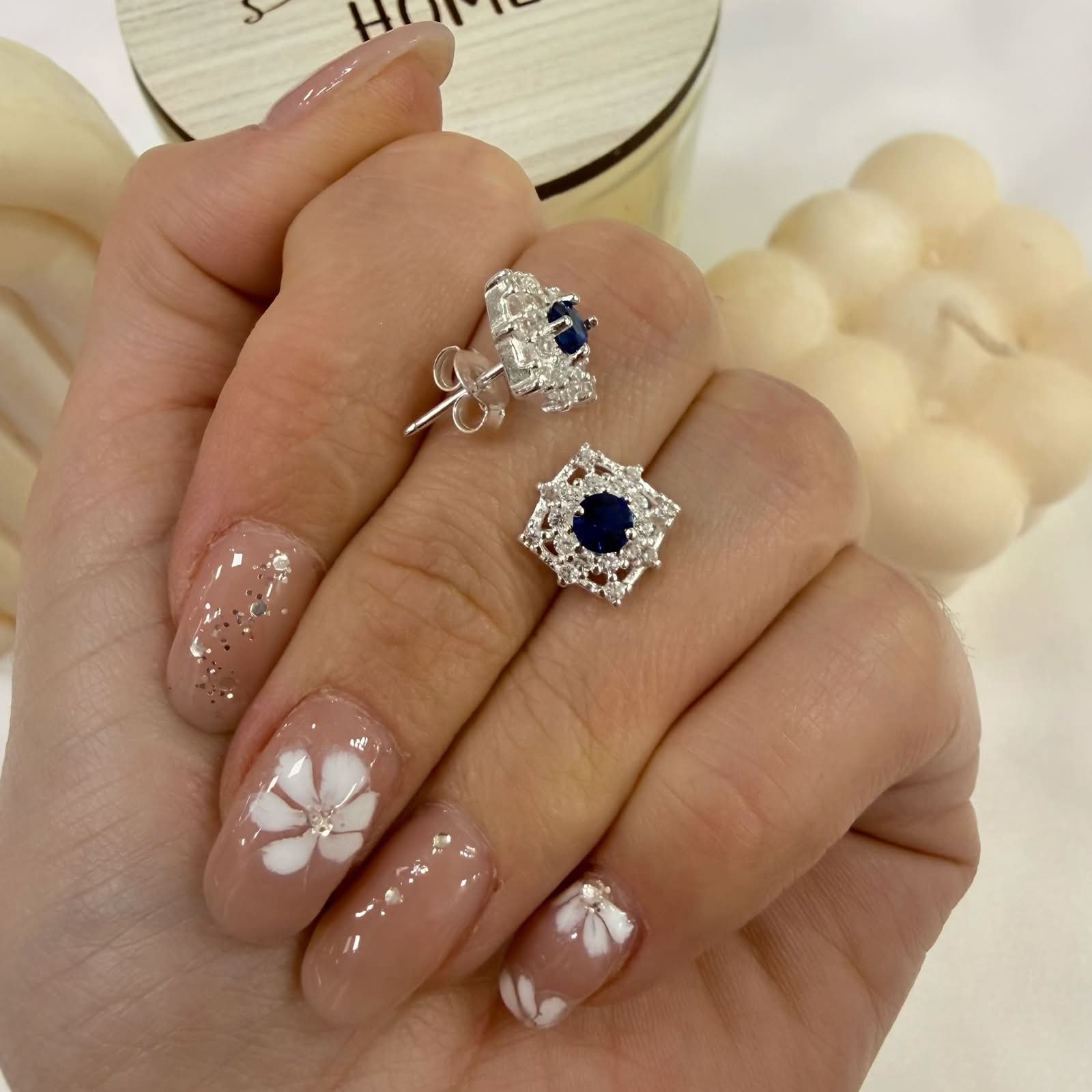 Aros pasantes cubic circon azul mod 2