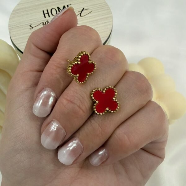 aros a pasantes dorado 5 rojos