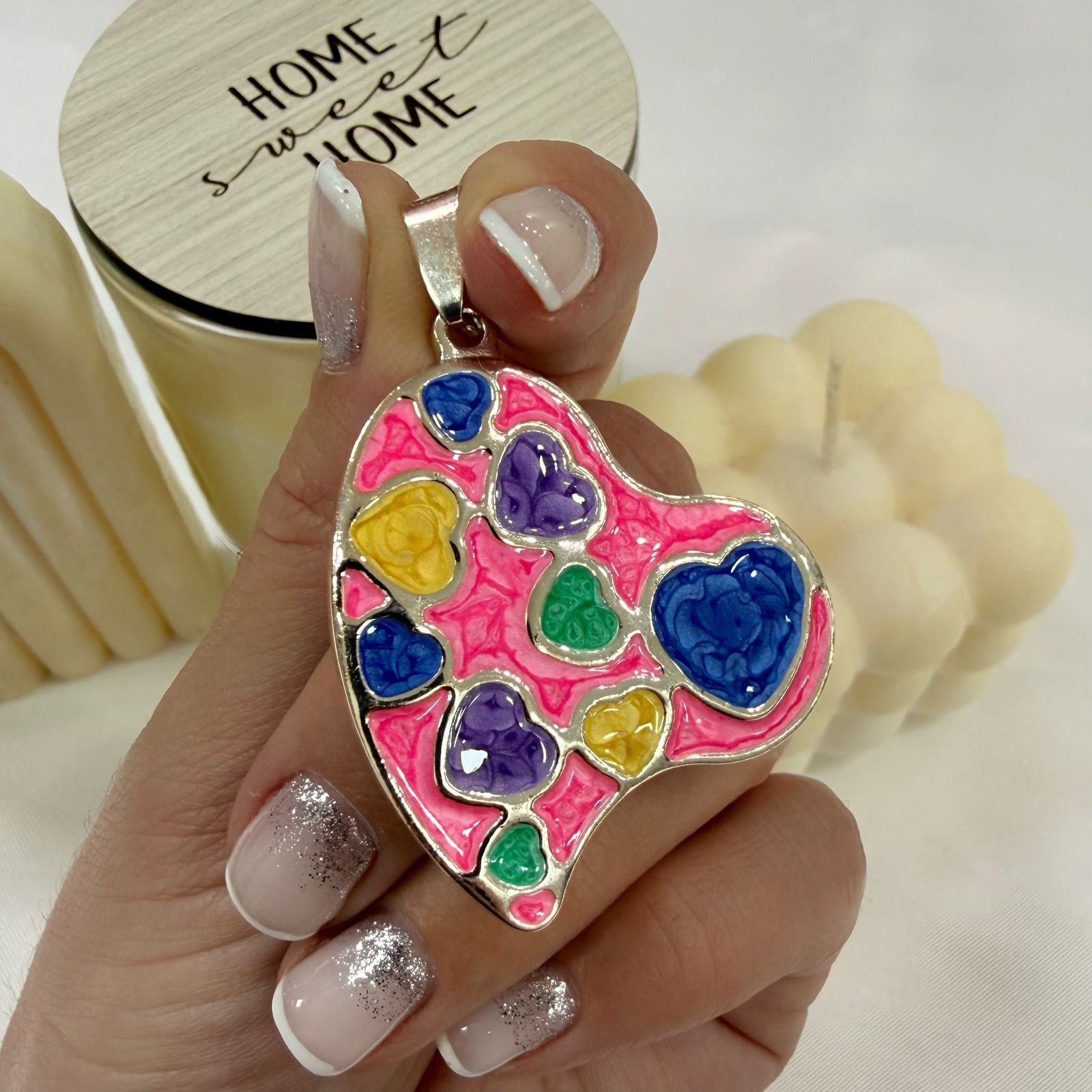 a Dije esmaltado corazon colores