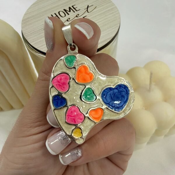 dije esmaltado corazon blanco