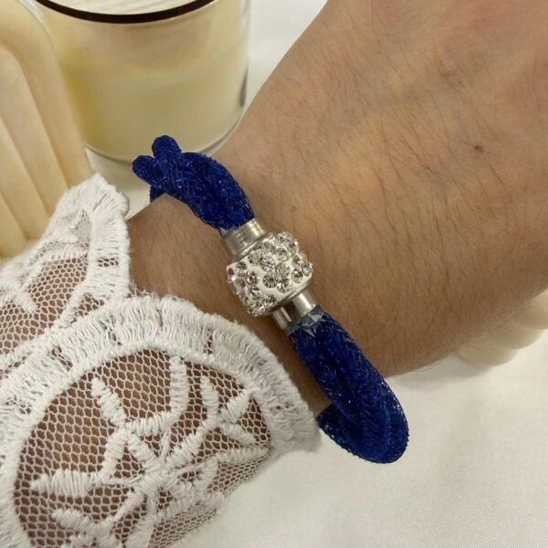 pulsera tubos brillitos cierre imantado azul