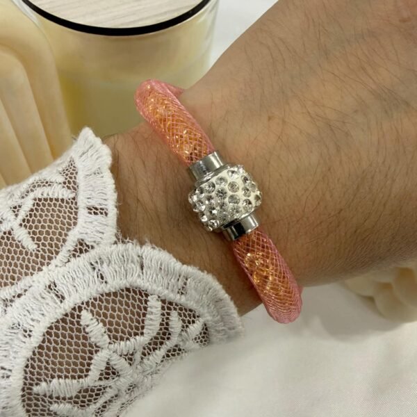 pulsera tubos brillitos cierre imantado salmon