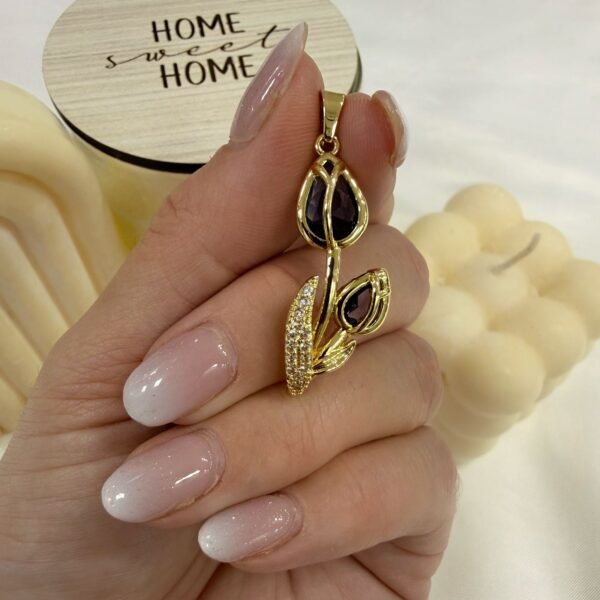 dije tulipan lila dorado