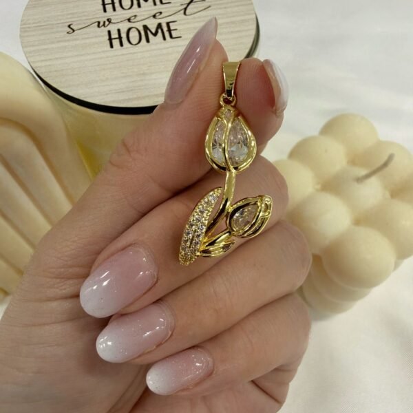 dije tulipan blanco dorado