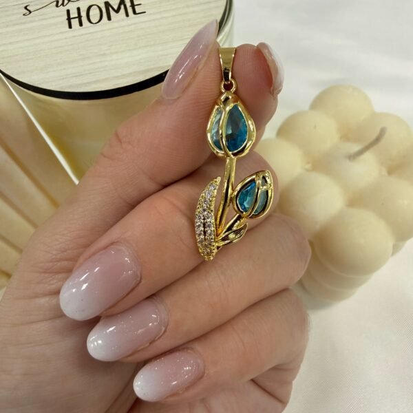 dije tulipan turqueza dorado