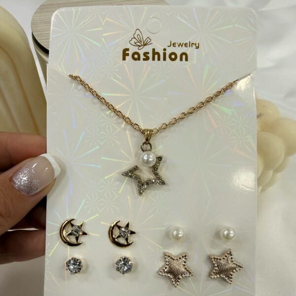 set con cadena dije y 4 pares aros mod 9