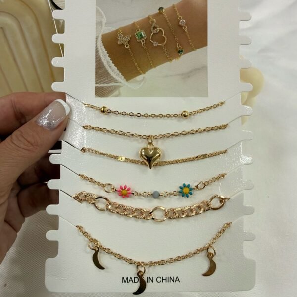 pack x 6 pulseras doradas mod 1