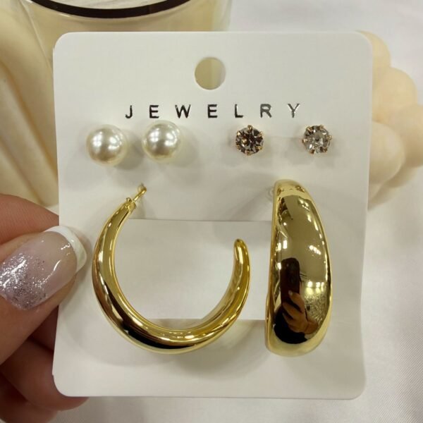 aros dorados pack x 3 pares mod 3