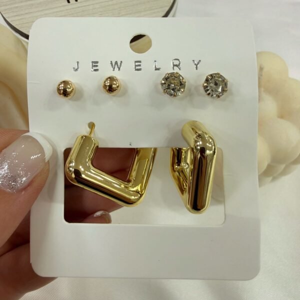 aros dorados pack x 3 pares mod 2