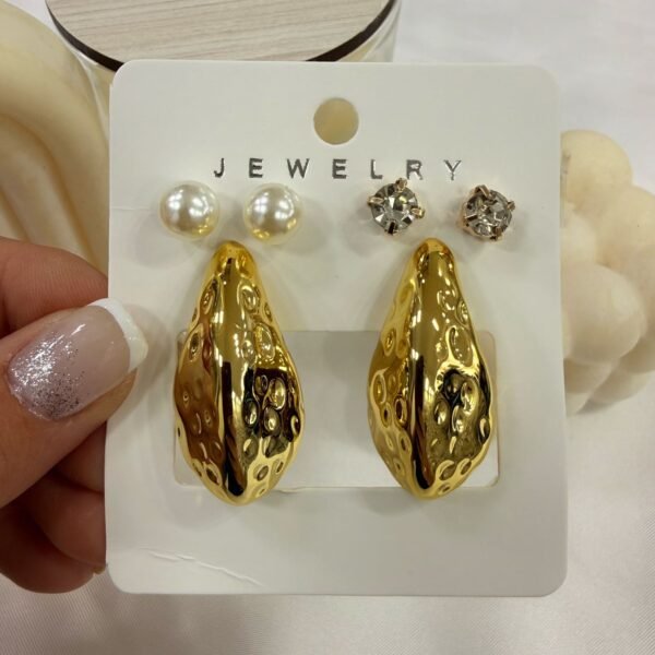 aros dorados pack x 3 pares mod 4