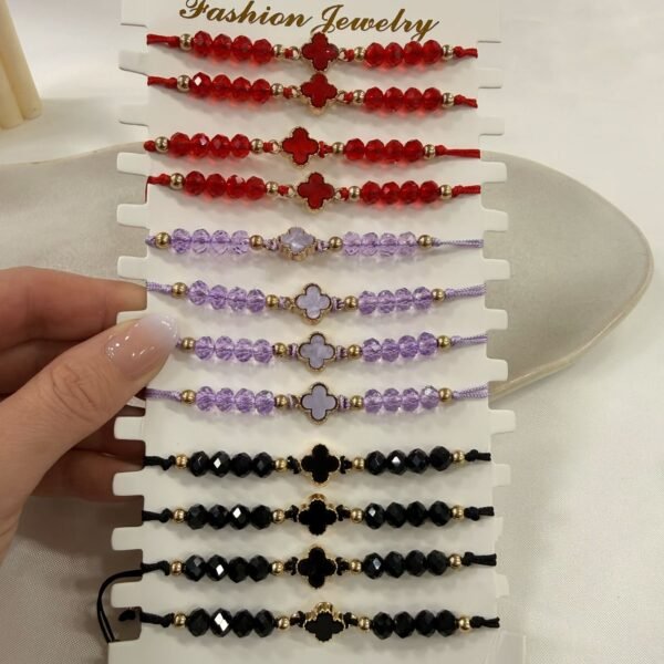 pulsera Van CL 7 ajustables con bolitas facetadas x 12 unidades
