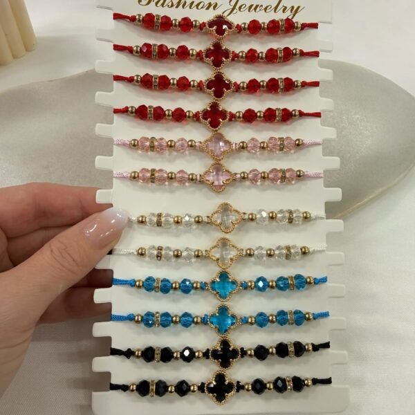 pulsera Van CL 6 ajustables con bolitas facetadas x 12 unidades