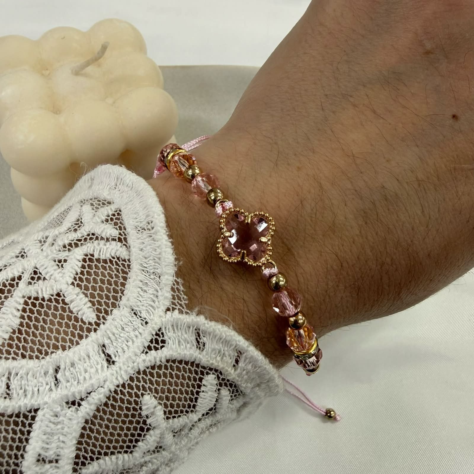 pulsera Van CL 6 ajustables con bolitas facetadas x 12 unidades - Image 2