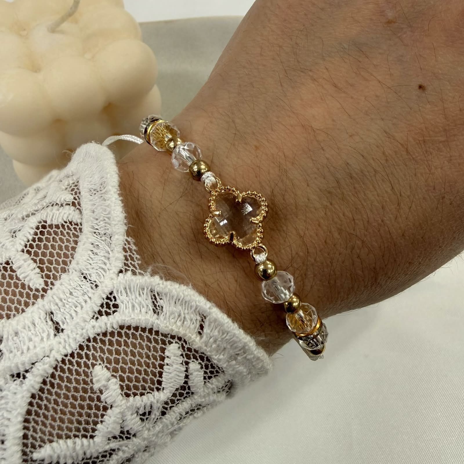 pulsera Van CL 6 ajustables con bolitas facetadas x 12 unidades - Image 3