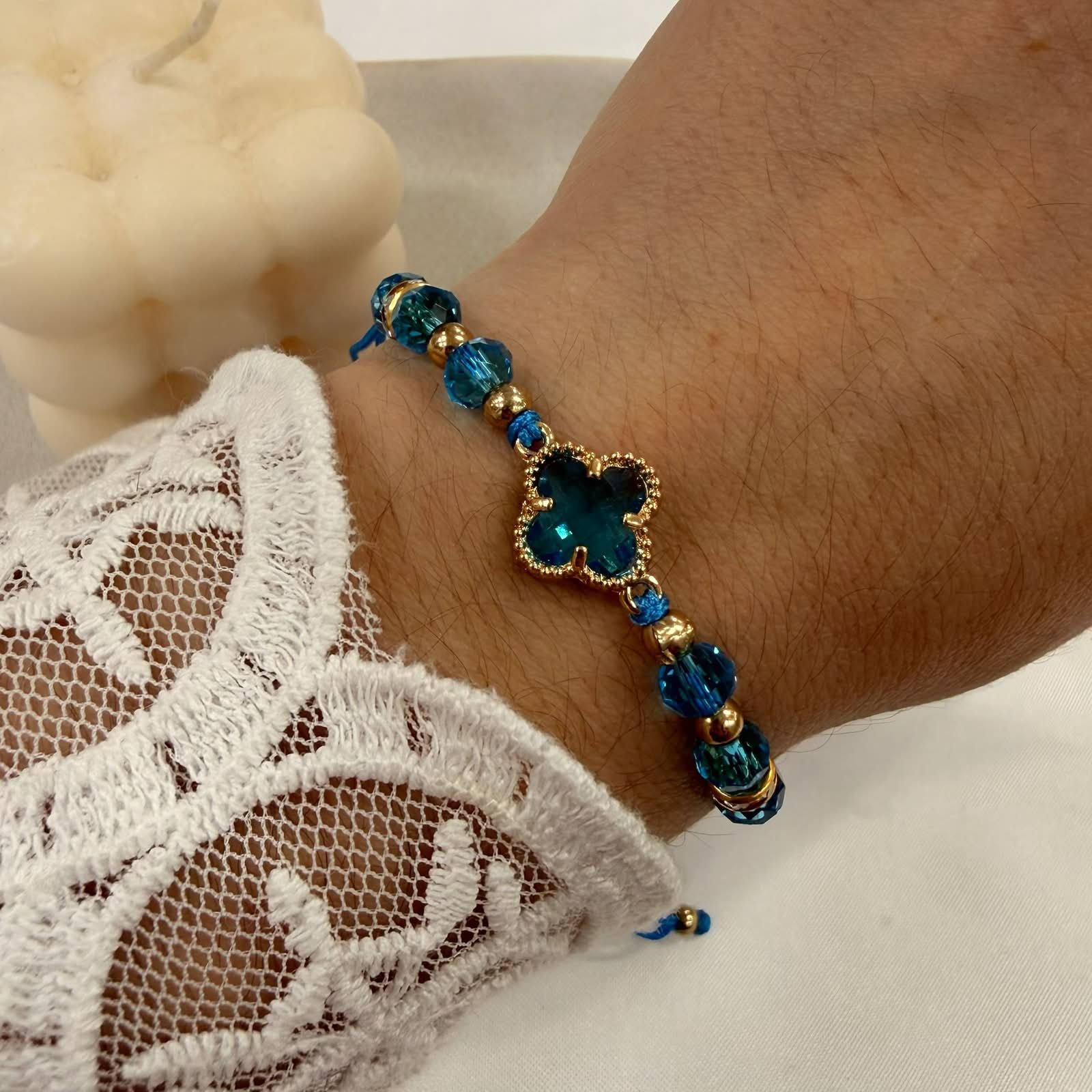 pulsera Van CL 6 ajustables con bolitas facetadas x 12 unidades - Image 4