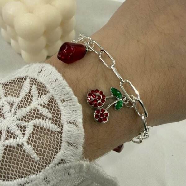 a 0 set x pulsera con dije cherry plateada modelo F