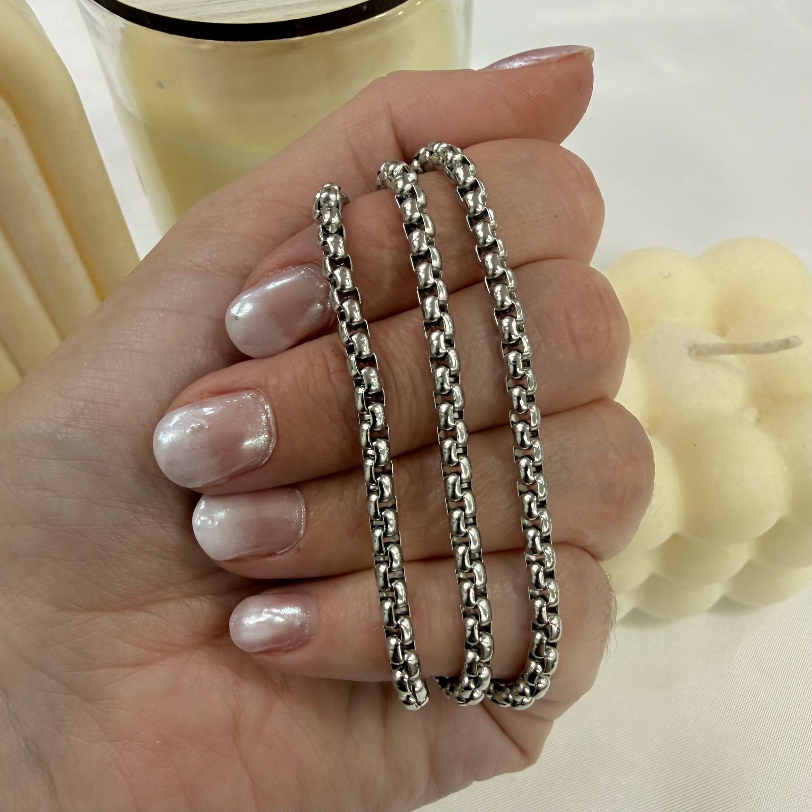 Cadena rolo cuadrada med x 45cm a.q