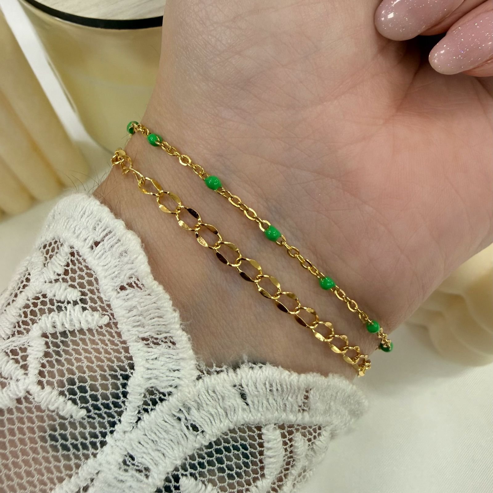 pulseras doradas mod O doble pulsera colores varios.