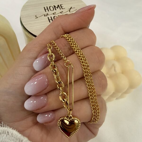 conjunto corazon dorado 45cm extensible a 50cm