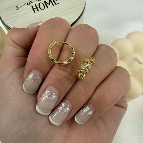 aros a argollas Acero dorado mod 11 blanco