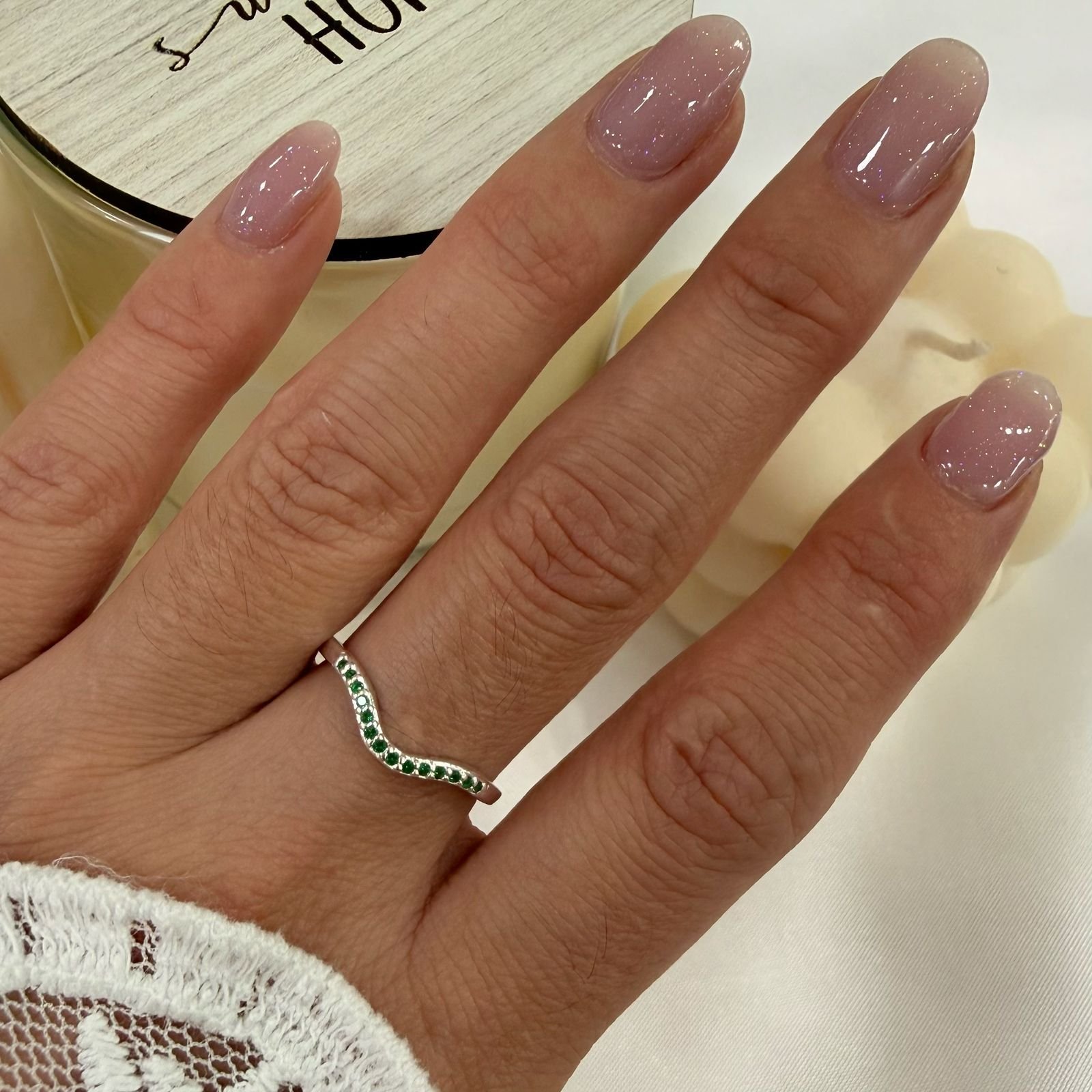 a Anillo AF microzirconia H verde esmeralda