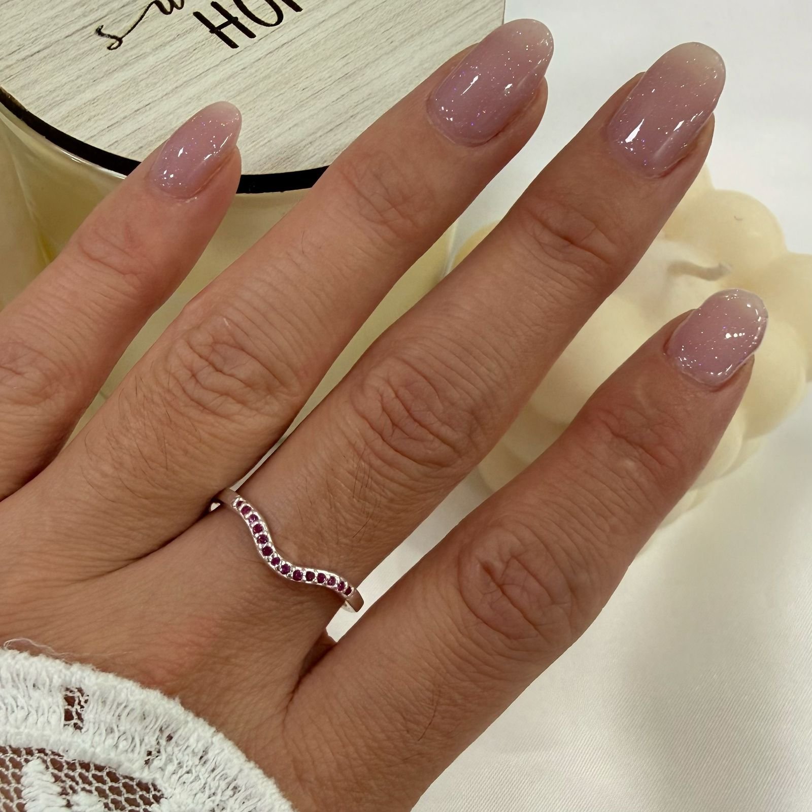 a Anillo AF microzirconia H rosa rubi