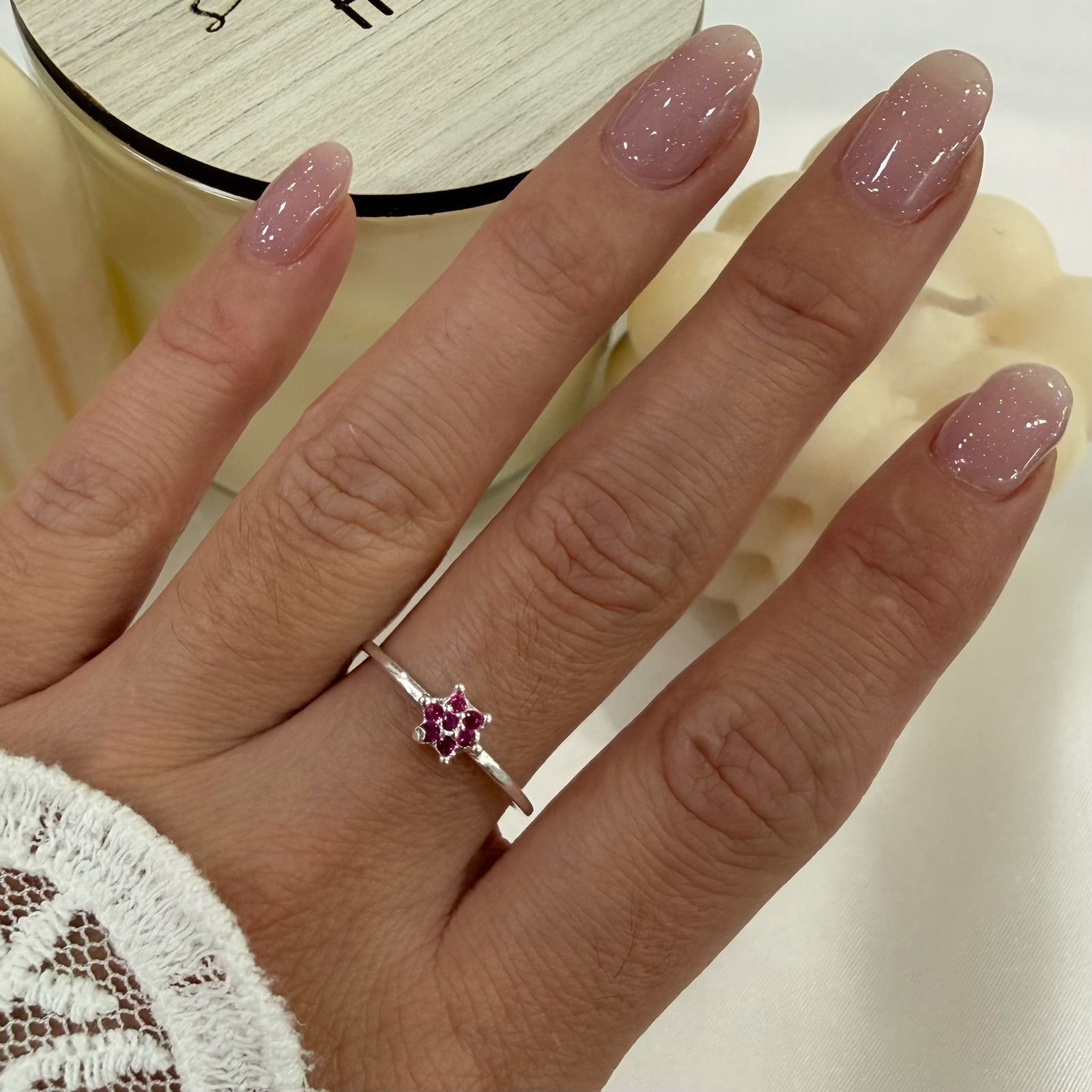 a Anillo AF microzirconia G rosa rubi