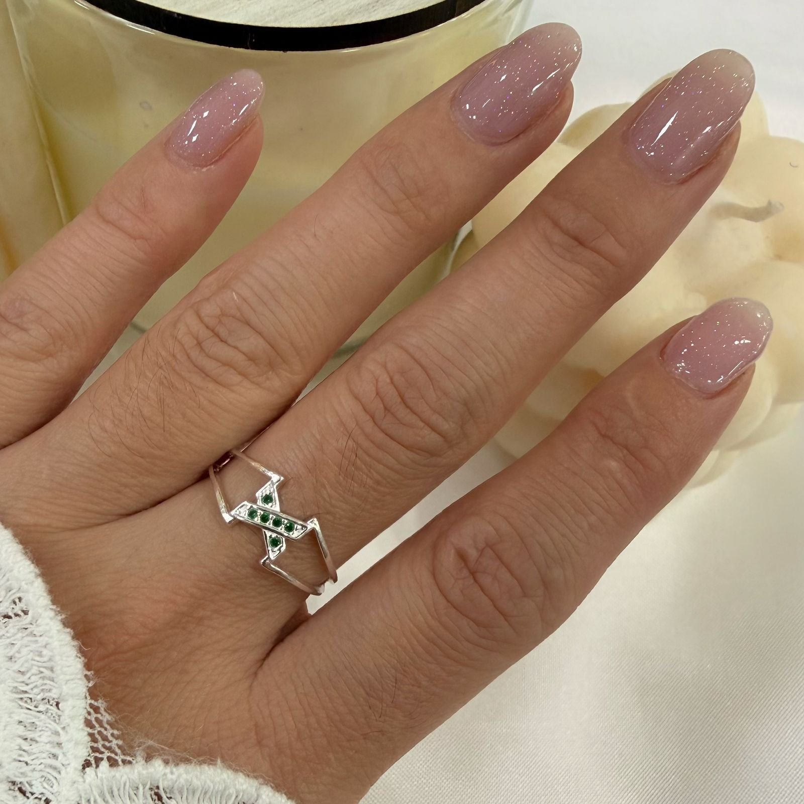a Anillo AF microzirconia E verde esmeralda