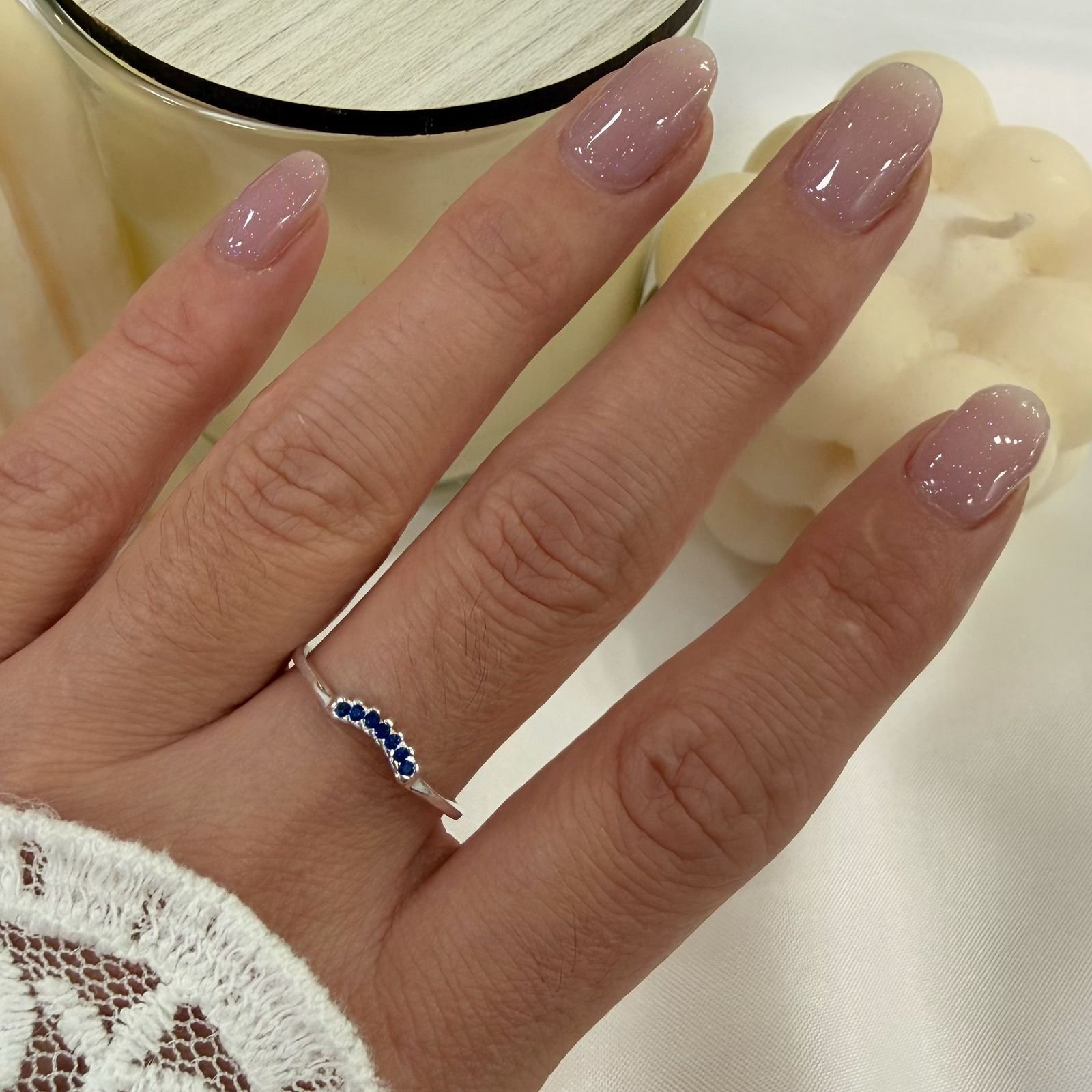 a Anillo AF microzirconia K azul zafiro