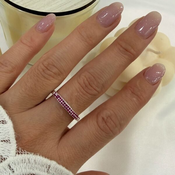 a Anillo AF microzirconia A rosa rubi