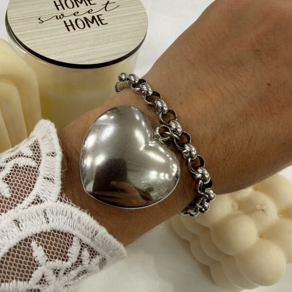 pulsera rolo con dije corazon inflado