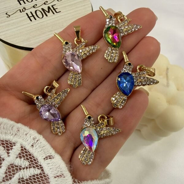 dije colibri colores varios dorado