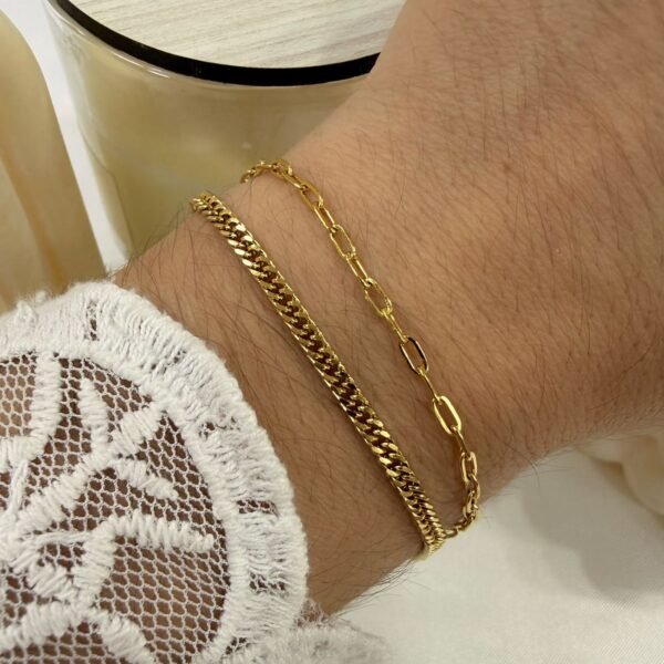 pulseras doradas mod T Doble pulsera