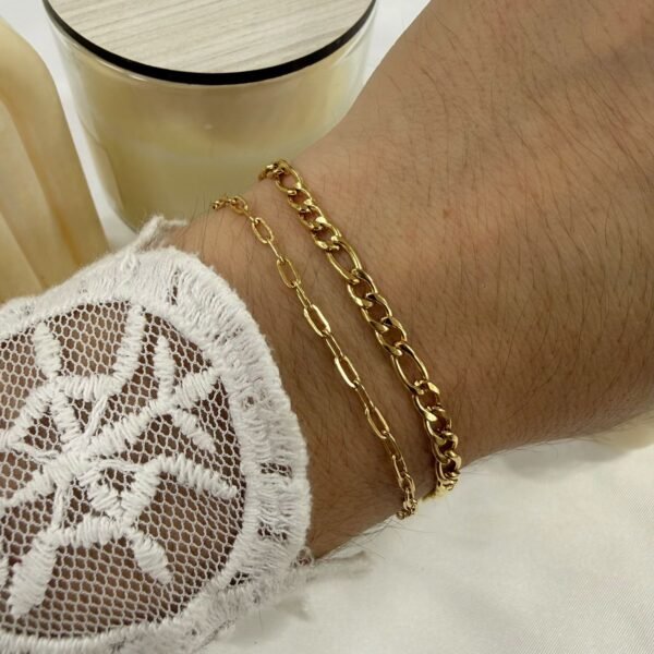 pulseras doradas mod S Doble pulsera