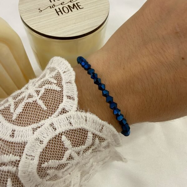 pulseras facetadas brillo color azul tornasol