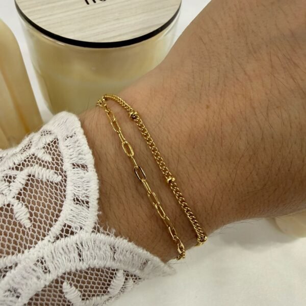 pulseras doradas mod R Doble pulsera
