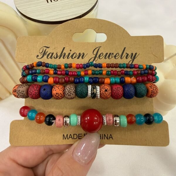 Alternative view of set pulseras x4 extensibles (colores varios) mod 5