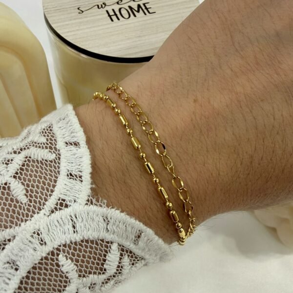 pulseras doradas mod Q Doble pulsera