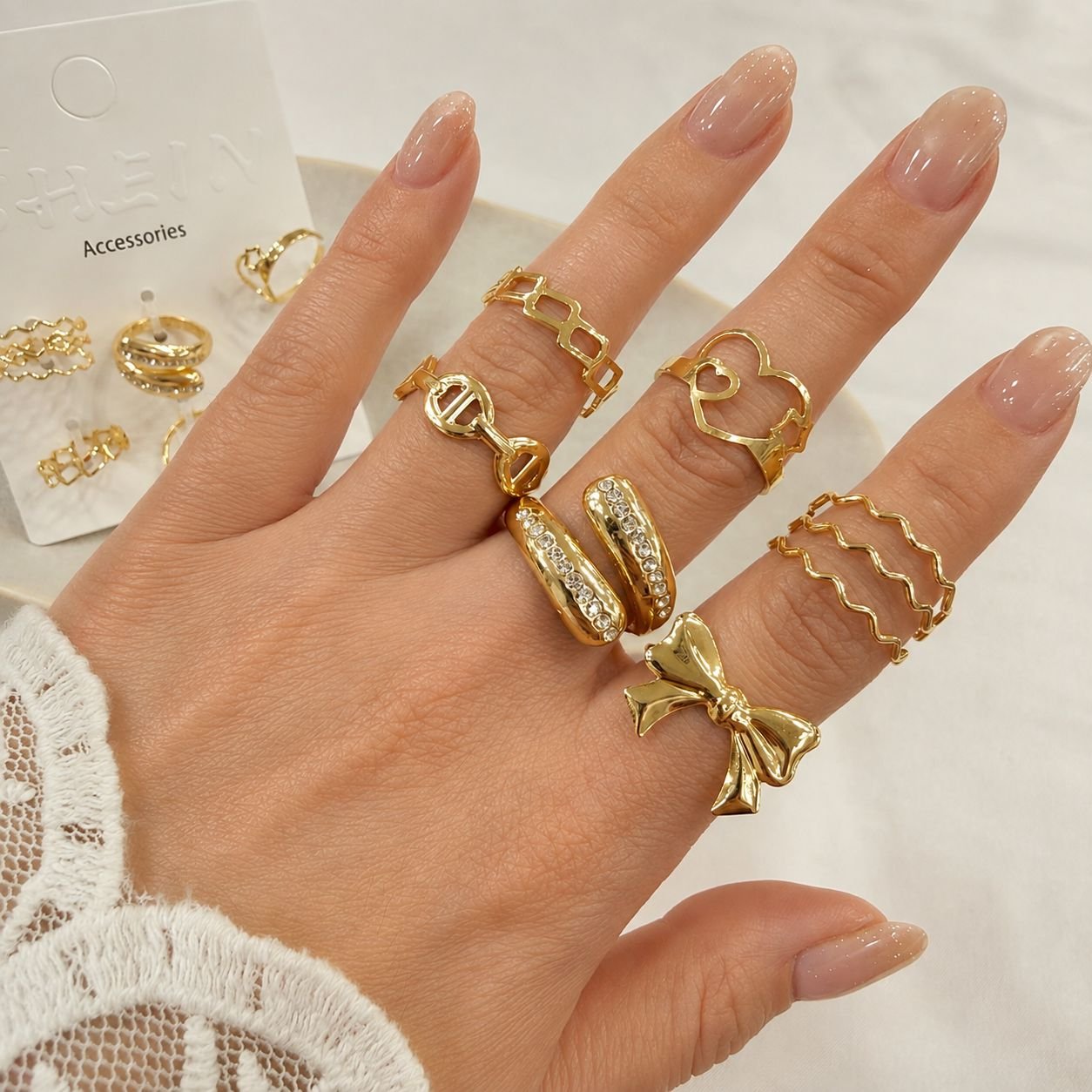 a 0 set x 6 anillos dorados modelo 4
