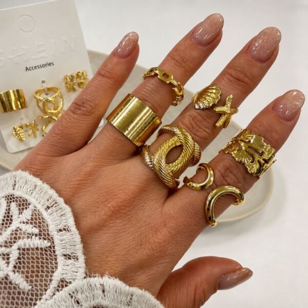 a 0 set x 6 anillos dorados modelo 2