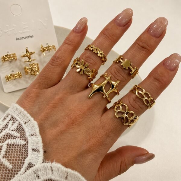 a 0 set x 6 anillos dorados modelo 5