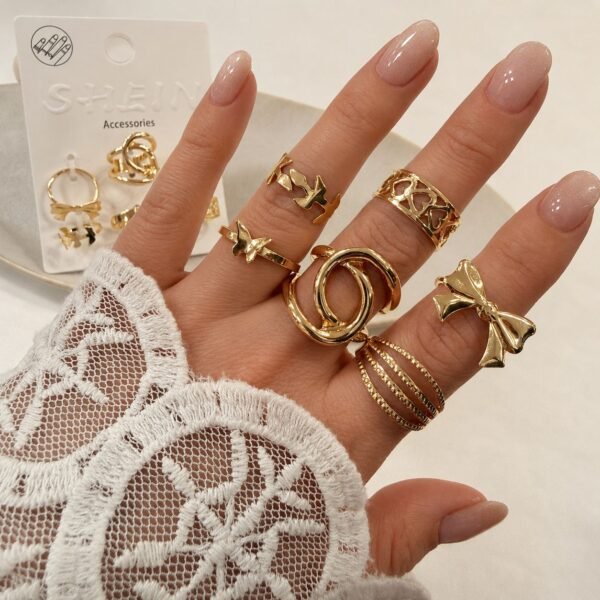 a 0 set x 6 anillos dorados modelo 3